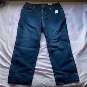 Dark Blue Wash Denim Capris Pants Jeans Mid-Rise Size 10